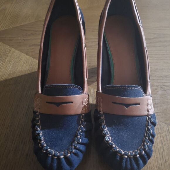 Tommy Hilfiger Blue Suede and Brown shoes size 8.5 - Picture 1 of 8